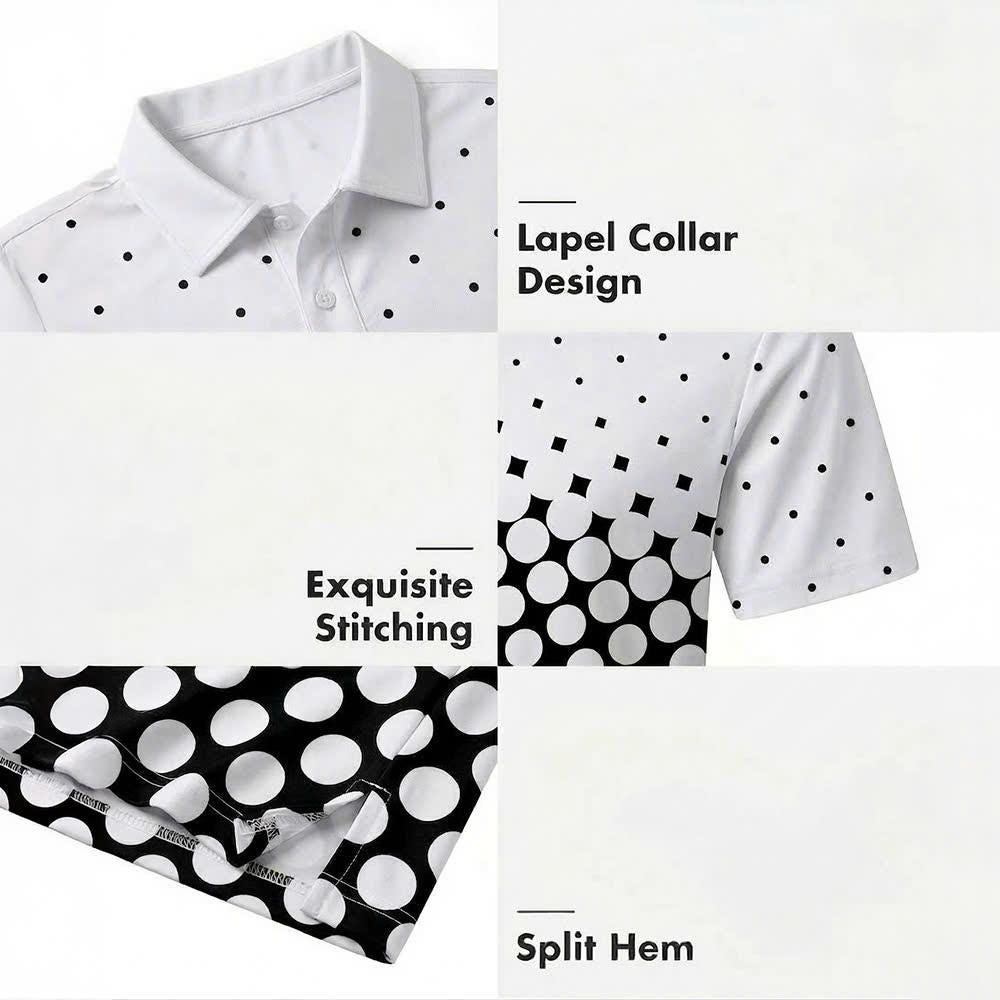 Men's Athletic Golf Polo 18 – Geometric Dot Gradient Polo Shirt