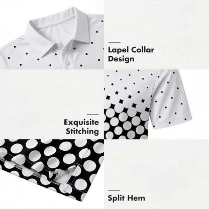 Men's Athletic Golf Polo 18 – Geometric Dot Gradient Polo Shirt