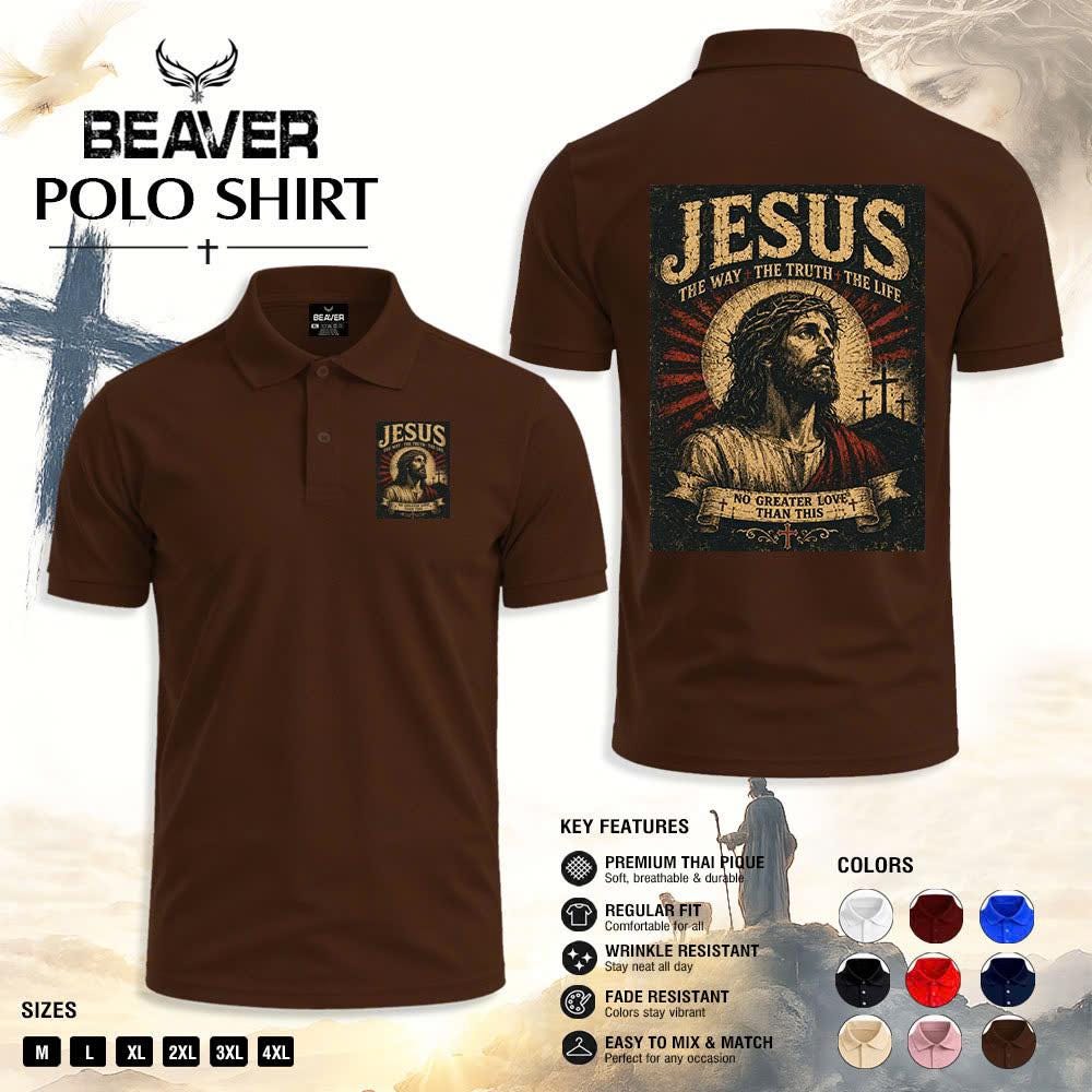 Jesus The Way The Truth The Life Christian Polo Shirt, Religious Cross Graphic, Church & Everyday Wear