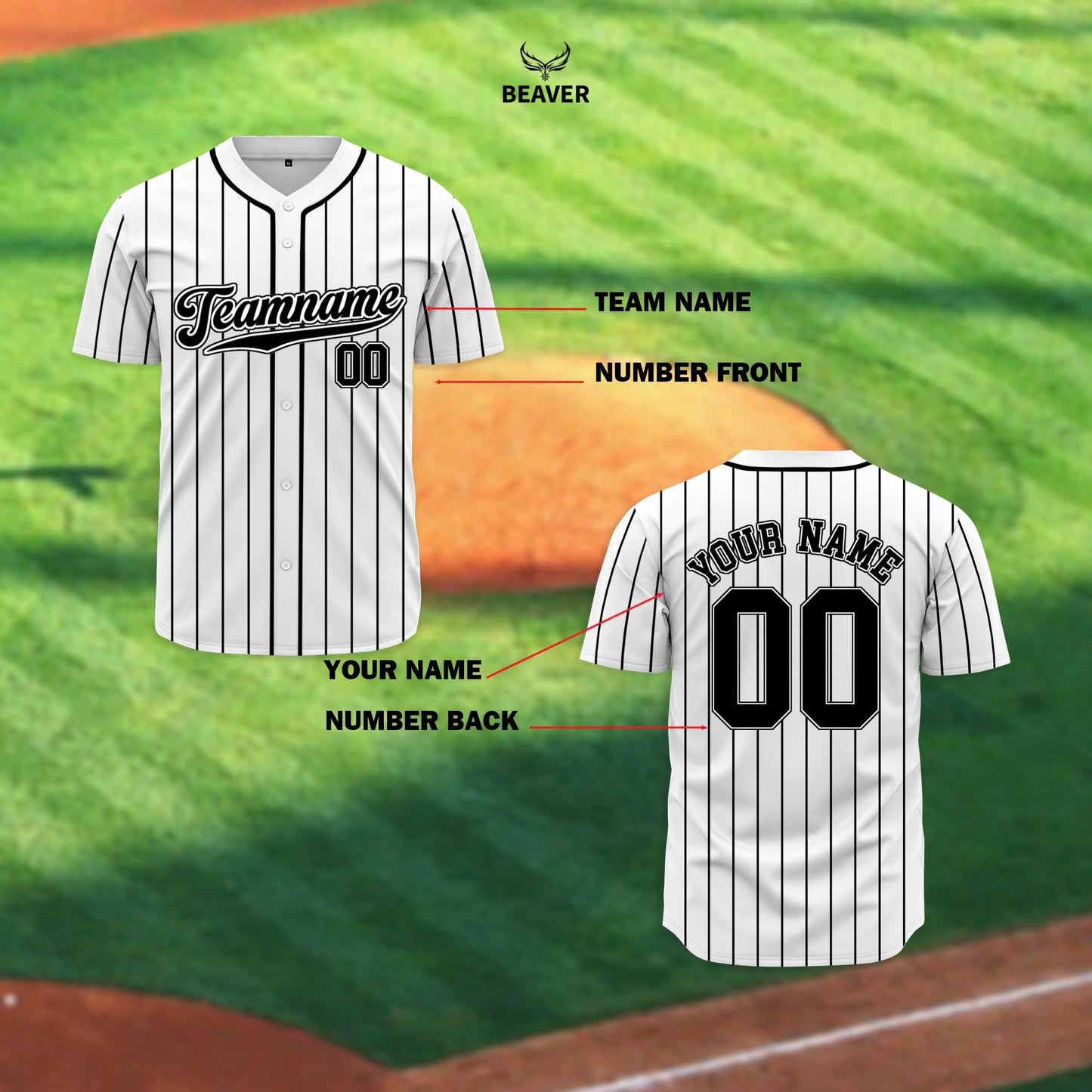 Custom Striped Baseball Jersey with Name & Number – Personalized Sports Shirt, Unisex Gamewear