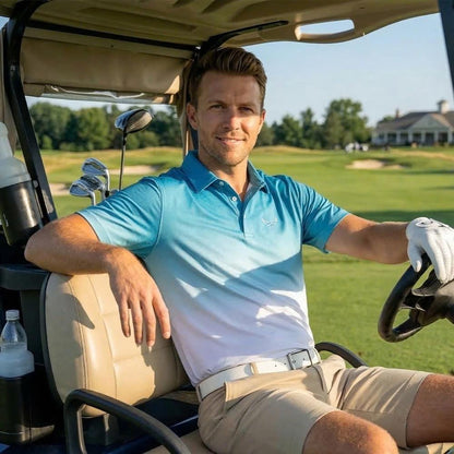 Men’s Athletic Golf Polo 17 – Ocean Blue Gradient Polo Shirt