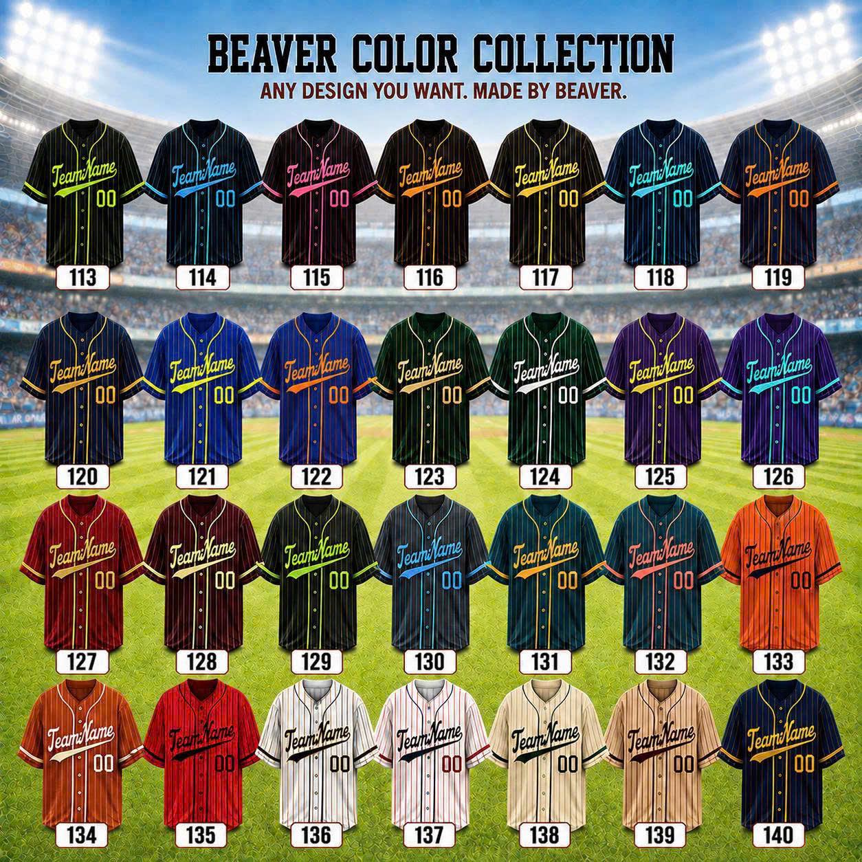 Custom Baseball Jerseys – Personalized Name and Number – Solid, Striped and Gradient Styles