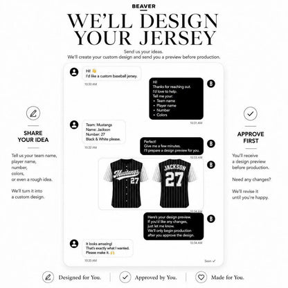 Custom Baseball Jerseys – Personalized Name and Number – Solid, Striped and Gradient Styles