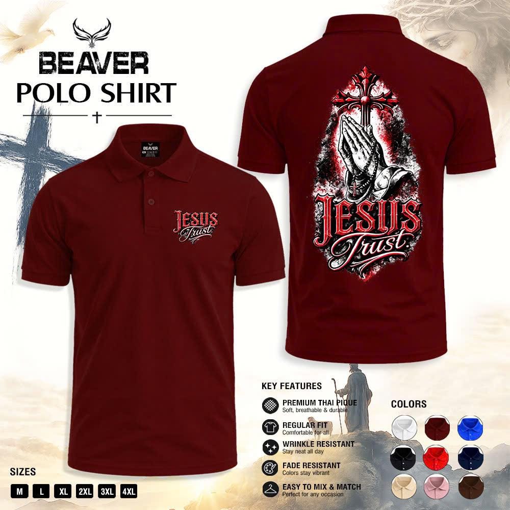 Jesus Trust Praying Hands Polo Shirt, Christian Cross Faith Apparel