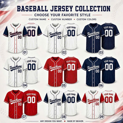 Custom American Flag Baseball Jersey, Personalized Team Name Number, Patriotic USA 4th July