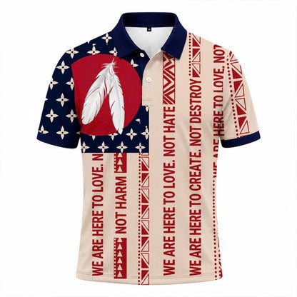 Tribal Feather Polo Shirt, Native Inspired Pattern, Western Style Top