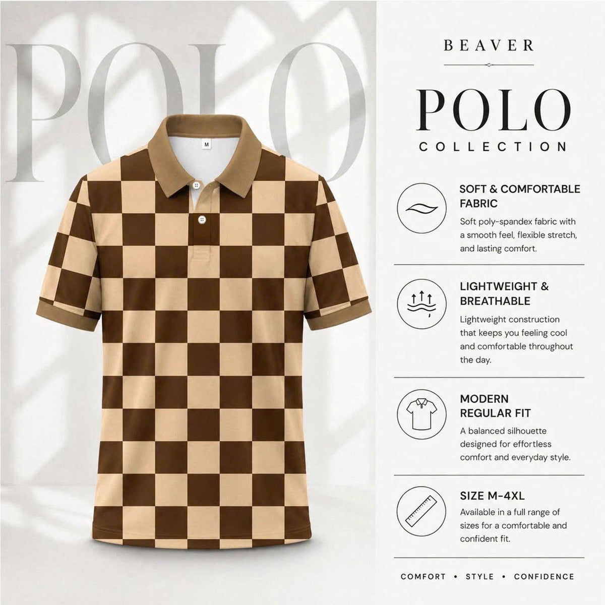 Retro Checker Polo Shirt, Vintage Chessboard Pattern, Unisex Casual Top