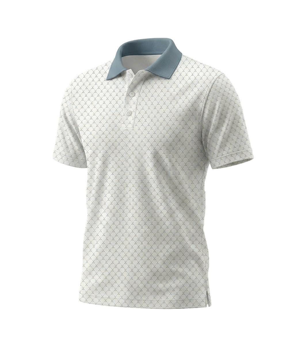 Men's Golf Polo Shirt 08 – Crossed Clubs Diamond Pattern Athletic Apparel