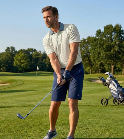 Men's Golf Polo Shirt 08 – Crossed Clubs Diamond Pattern Athletic Apparel