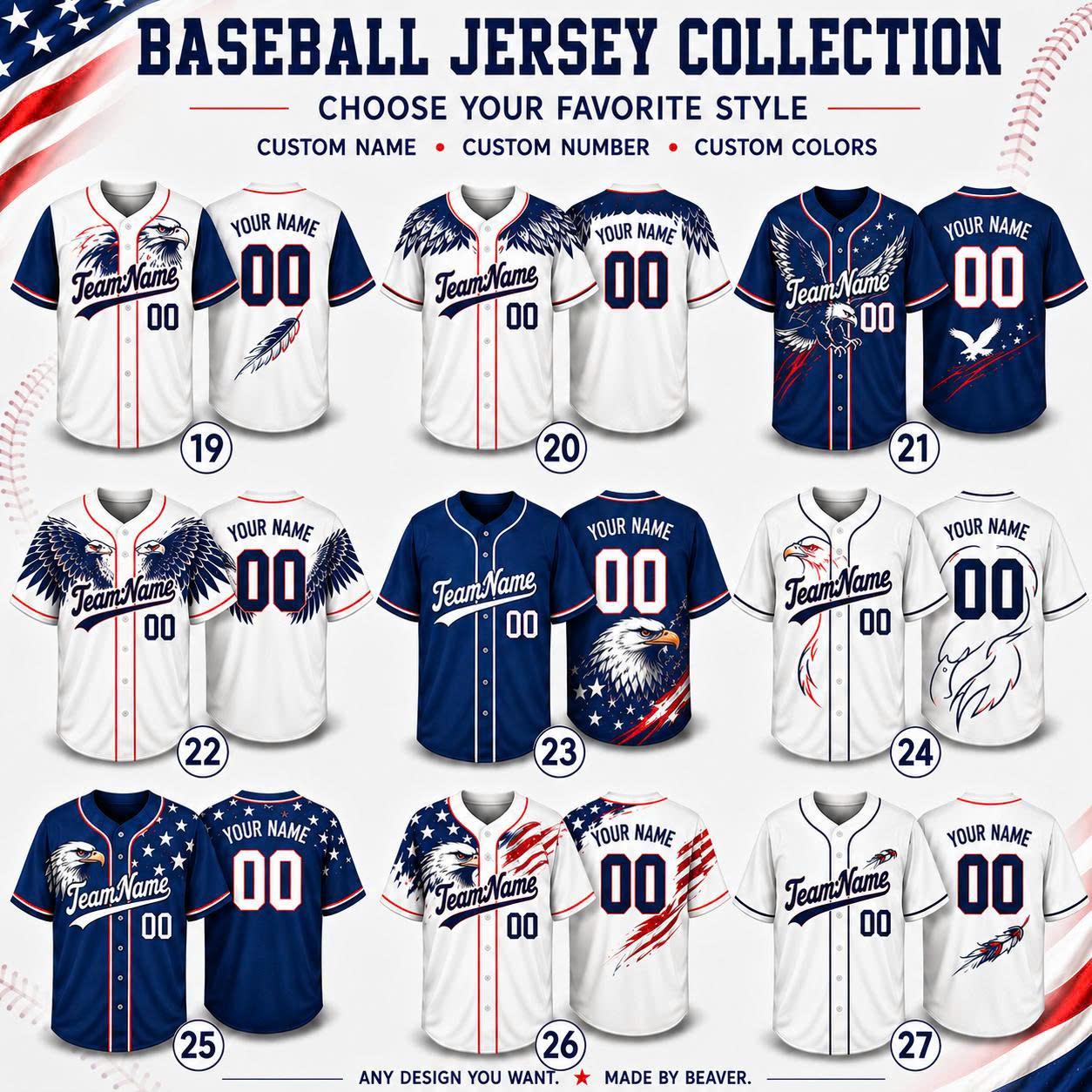 Custom American Flag Baseball Jersey, Personalized Team Name Number, Patriotic USA 4th July