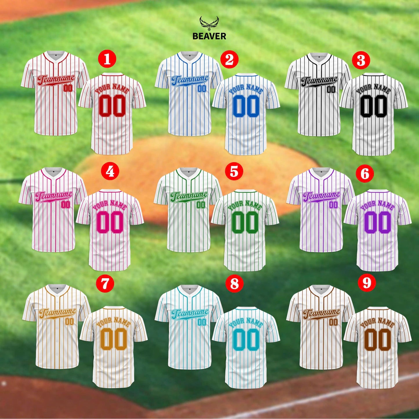 Custom Striped Baseball Jersey with Name & Number – Personalized Sports Shirt, Unisex Gamewear