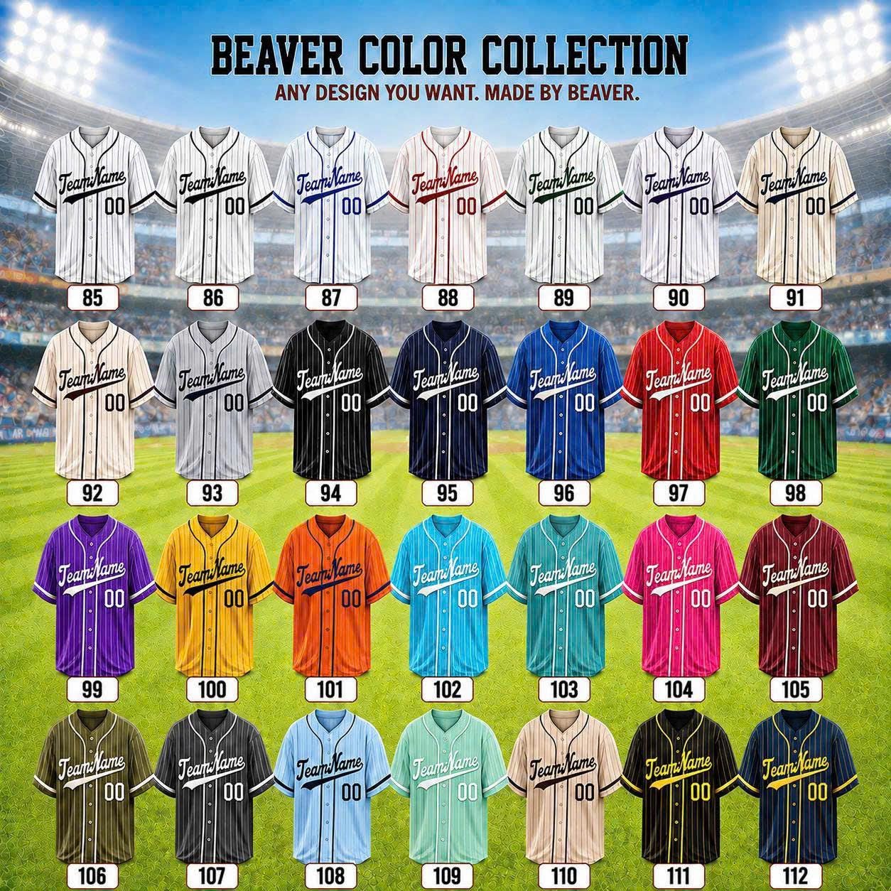 Custom Baseball Jerseys – Personalized Name and Number – Solid, Striped and Gradient Styles