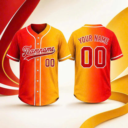 Custom Ombre Baseball Jersey, Personalized Name & Number, Mix Match Colors, Team Uniform