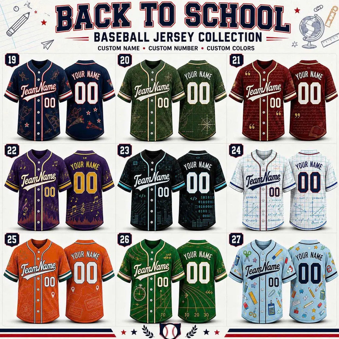 Custom Baseball Jersey, Personalized Teacher Shirt, Back to School Gift, Name & Number