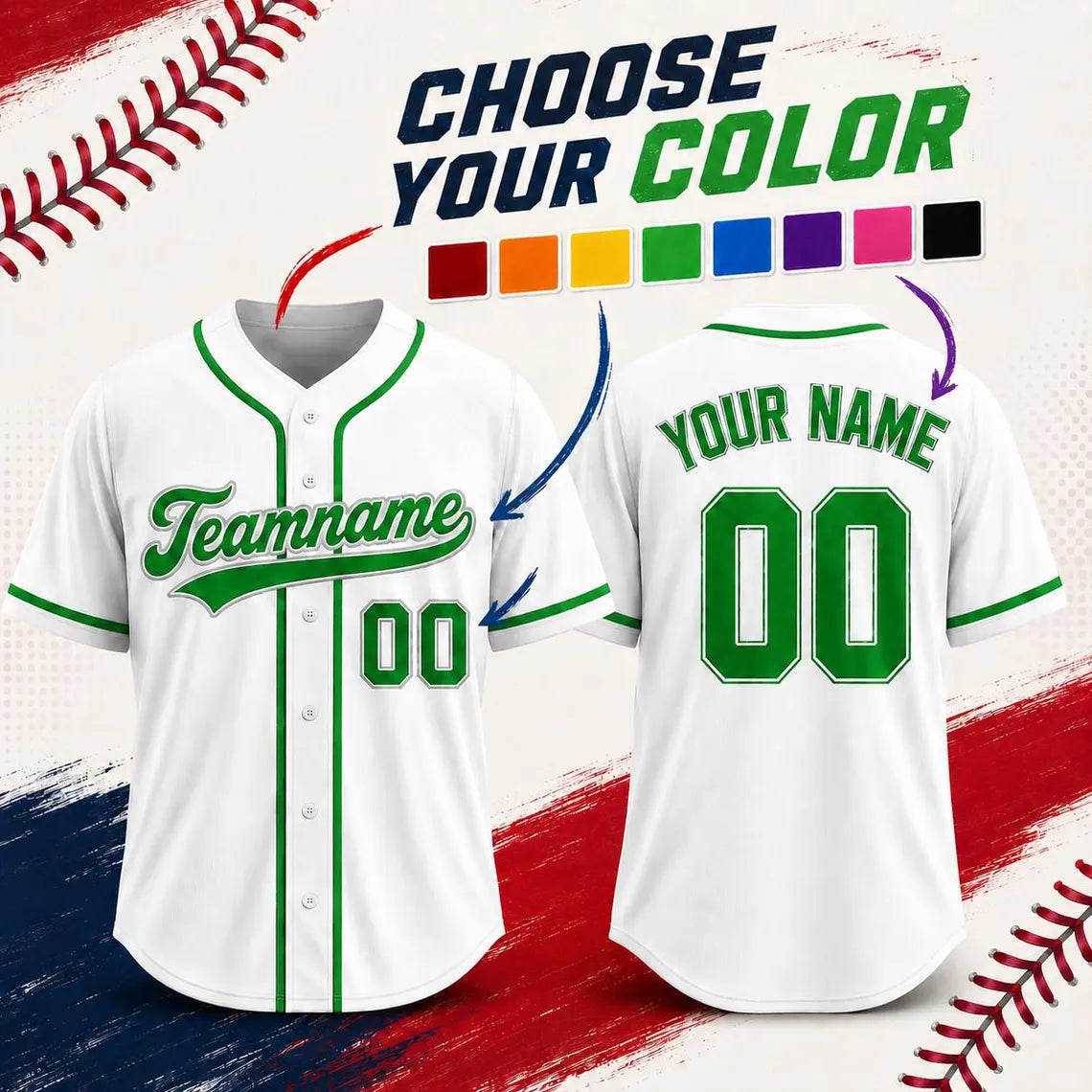 Custom Baseball Jersey, Personalized Name & Number, Team Uniform, Choose Your Colors, Sports Gift
