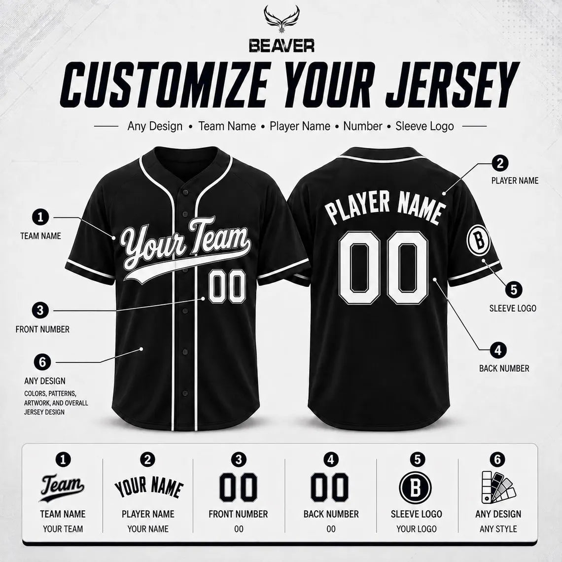 Custom Baseball Jersey, Personalized Name & Number, Team Uniform, Choose Your Colors, Sports Gift