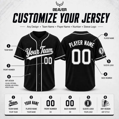 Custom Baseball Jersey, Personalized Name & Number, Team Uniform, Choose Your Colors, Sports Gift