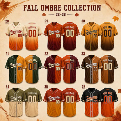Custom Fall Baseball Jersey, Personalized Name & Number, Autumn Sports Shirt, Team Gift