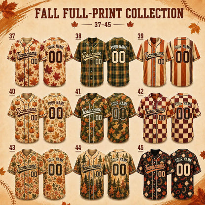 Custom Fall Baseball Jersey, Personalized Name & Number, Autumn Sports Shirt, Team Gift