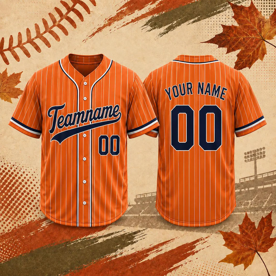 Custom Fall Baseball Jersey, Personalized Name & Number, Autumn Sports Shirt, Team Gift