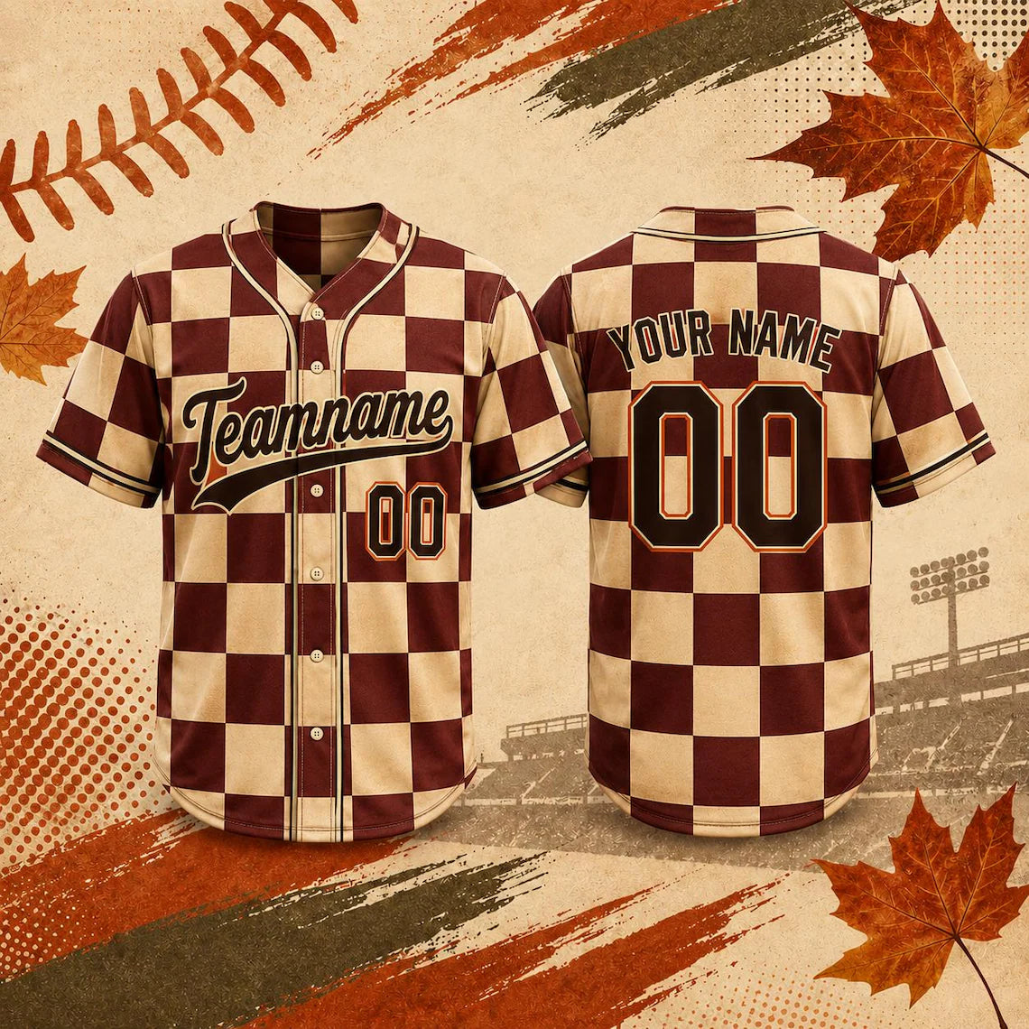 Custom Fall Baseball Jersey, Personalized Name & Number, Autumn Sports Shirt, Team Gift