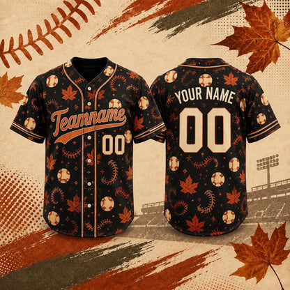 Custom Fall Baseball Jersey, Personalized Name & Number, Autumn Sports Shirt, Team Gift