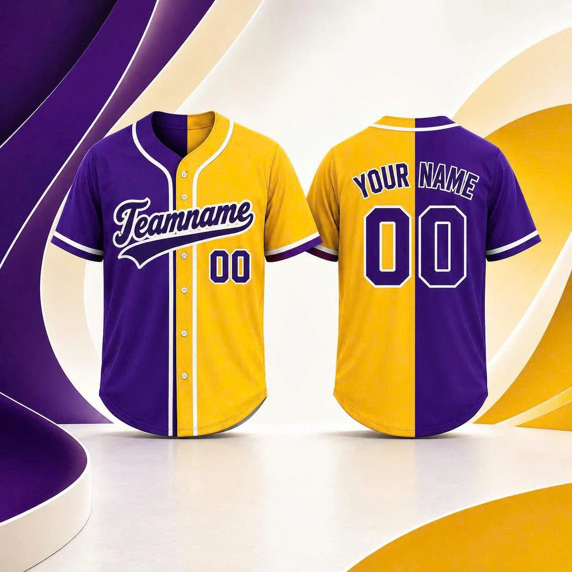 Custom Ombre Baseball Jersey, Personalized Name & Number, Mix Match Colors, Team Uniform