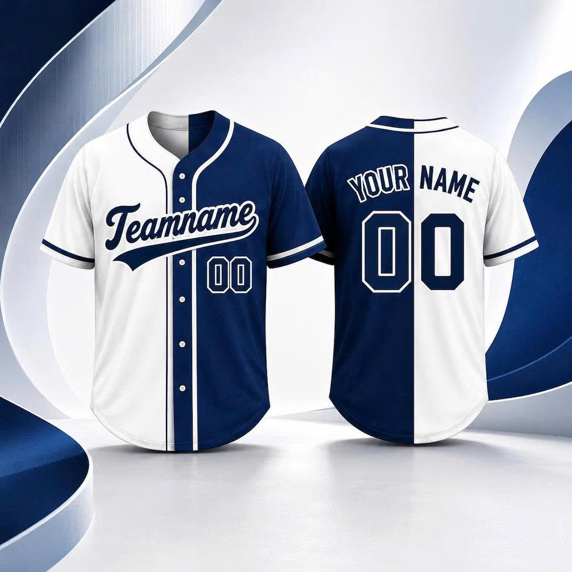 Custom Ombre Baseball Jersey, Personalized Name & Number, Mix Match Colors, Team Uniform