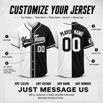 Custom Ombre Baseball Jersey, Personalized Name & Number, Mix Match Colors, Team Uniform