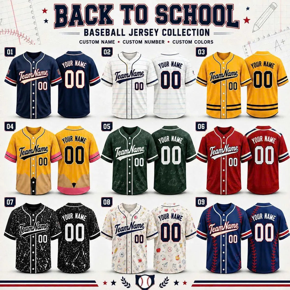 Custom Baseball Jersey, Personalized Teacher Shirt, Back to School Gift, Name & Number