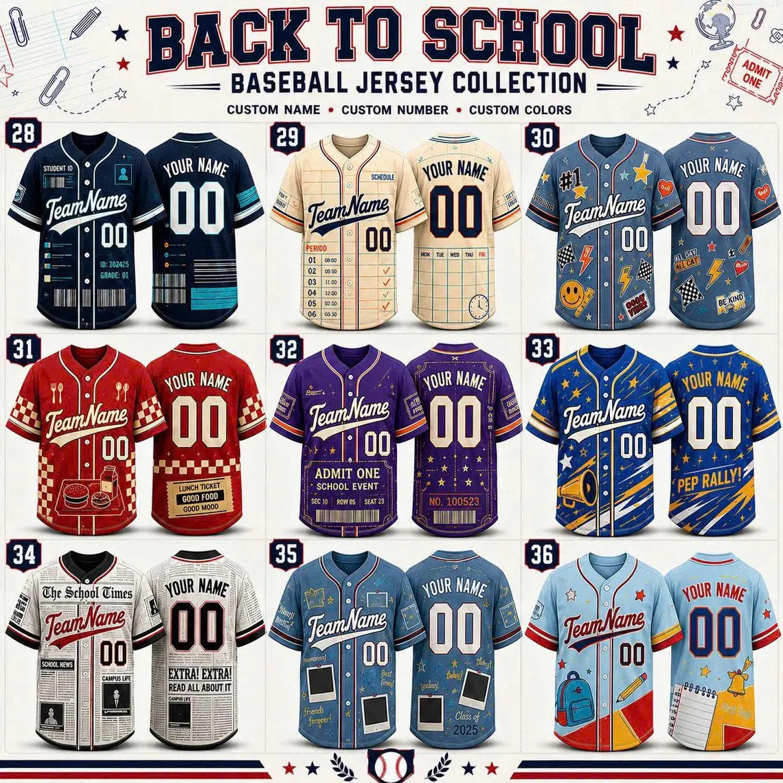 Custom Baseball Jersey, Personalized Teacher Shirt, Back to School Gift, Name & Number