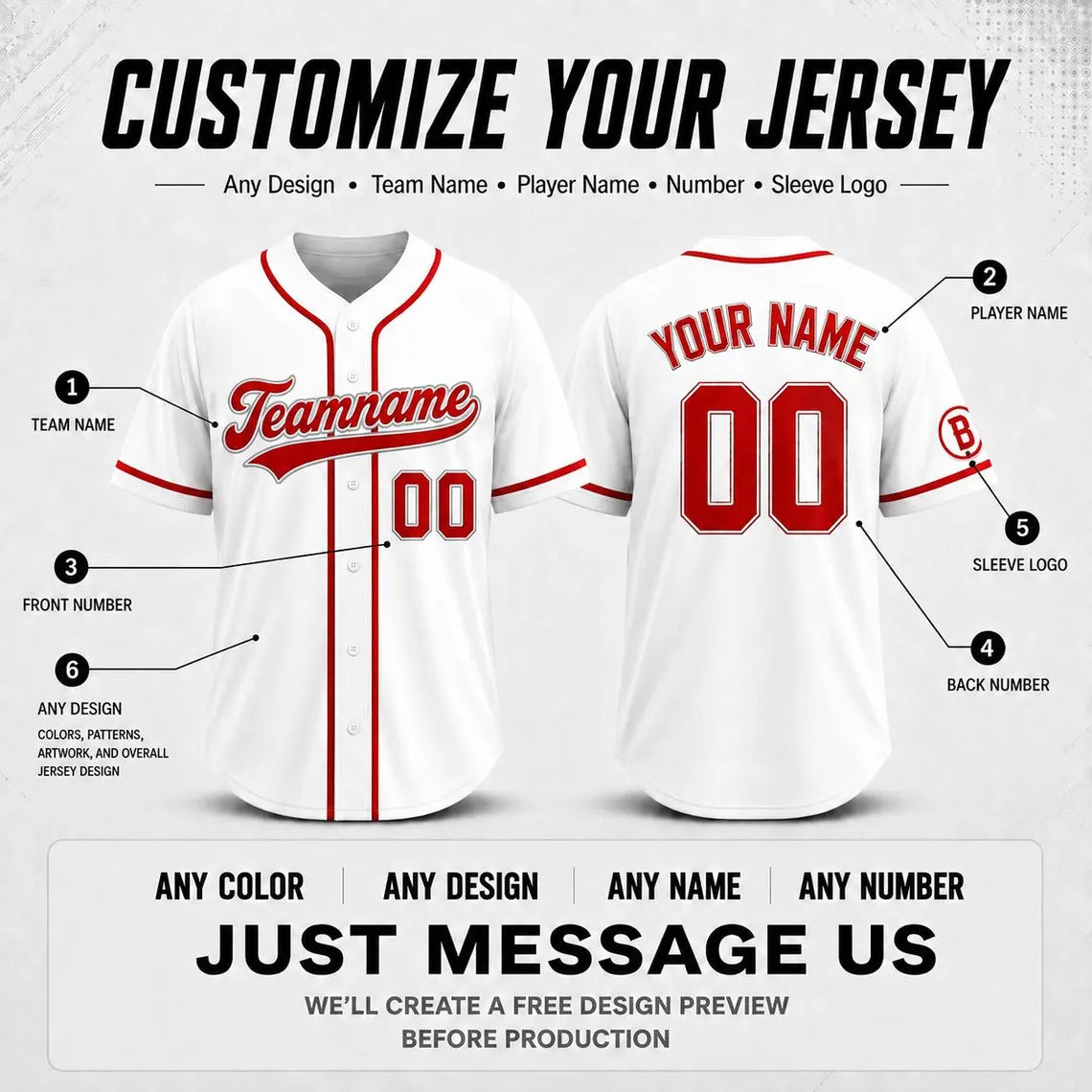 Custom Baseball Jersey, Personalized Name & Number, Team Uniform, Choose Your Colors, Sports Gift