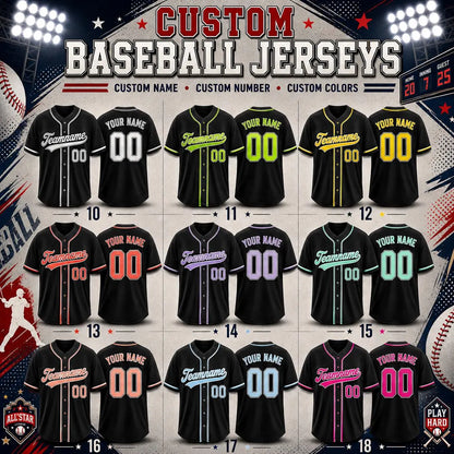 Custom Baseball Jersey, Personalized Name & Number, Team Uniform, Choose Your Colors, Sports Gift