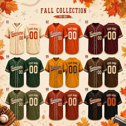 Custom Fall Baseball Jersey, Personalized Name & Number, Autumn Sports Shirt, Team Gift