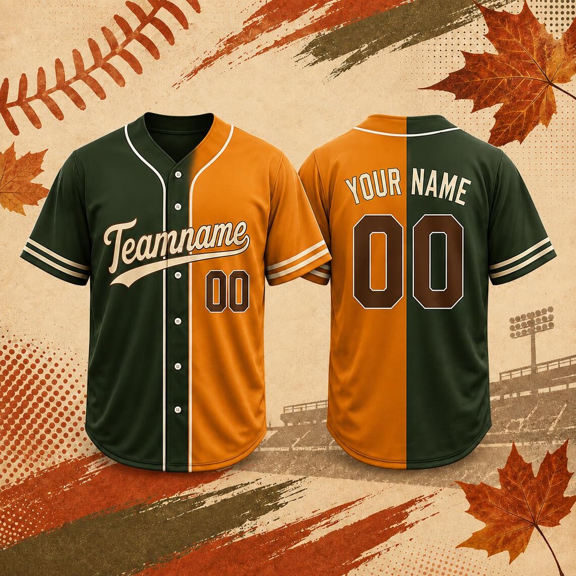 Custom Fall Baseball Jersey, Personalized Name & Number, Autumn Sports Shirt, Team Gift