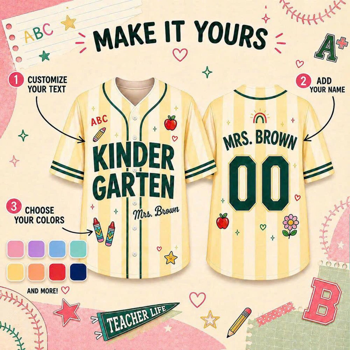 Personalized Teacher Baseball Jersey, Custom Name & Number, Grade Level Shirt, Back to School Gift