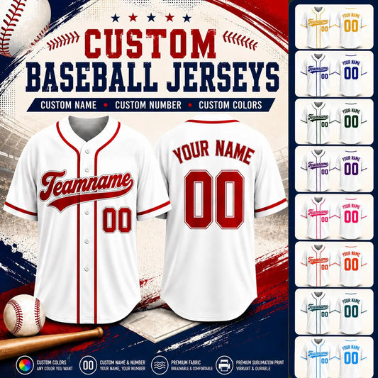 Custom Baseball Jersey, Personalized Name & Number, Team Uniform, Choose Your Colors, Sports Gift