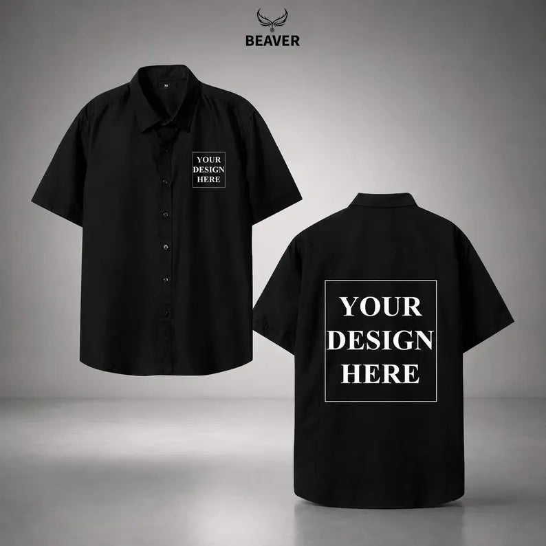 Custom Button-Up Shirt – Personalized Design, Unisex Short Sleeve