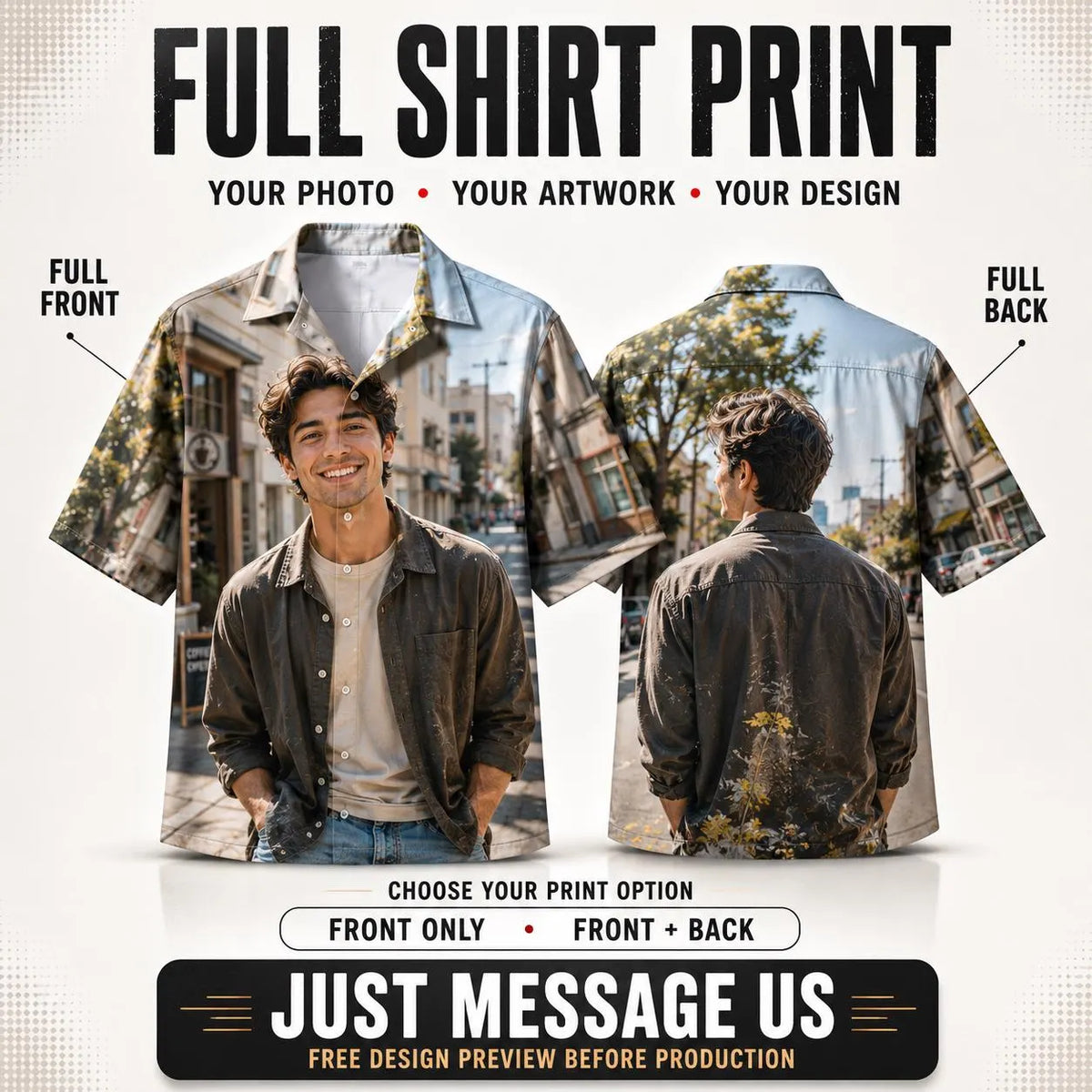 Custom Button-Up Shirt – Personalized Design, Unisex Short Sleeve