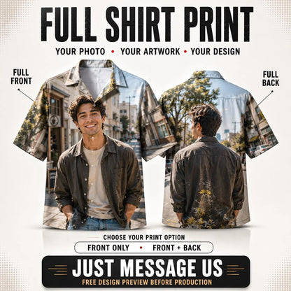 Custom Button-Up Shirt – Personalized Design, Unisex Short Sleeve